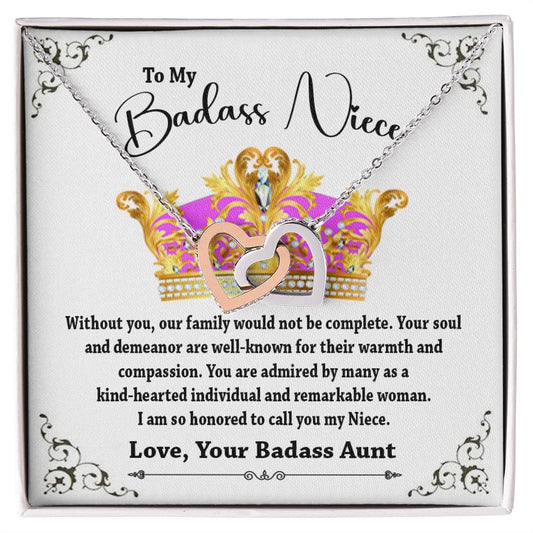 Badass Niece Gift Necklace / To My Badass Niece Interlocking Hearts Necklace / To My Niece
