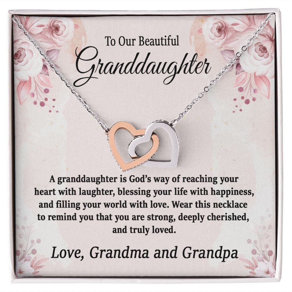 Interlocking Hearts Necklace for Granddaughter | To My Beautiful Granddaughter | Interlocking Hearts Necklace | Granddaughter Present /To My Granddaughter Gift