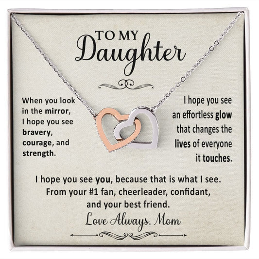 To My Daughter Gift Necklace from Mom / When You Look In the Mirror Message Card for Daughter