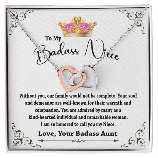 To My Badass Niece Interlocking Hearts Necklace, To My Niece
