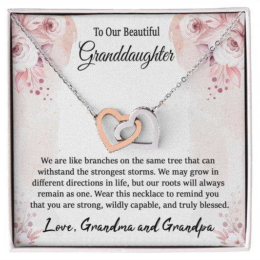 To Our Beautiful Granddaughter Gift Necklace from Grandparents / Interlocking Hearts Necklace for Granddaughter / Granddaughter Present/ To My Granddaughter
