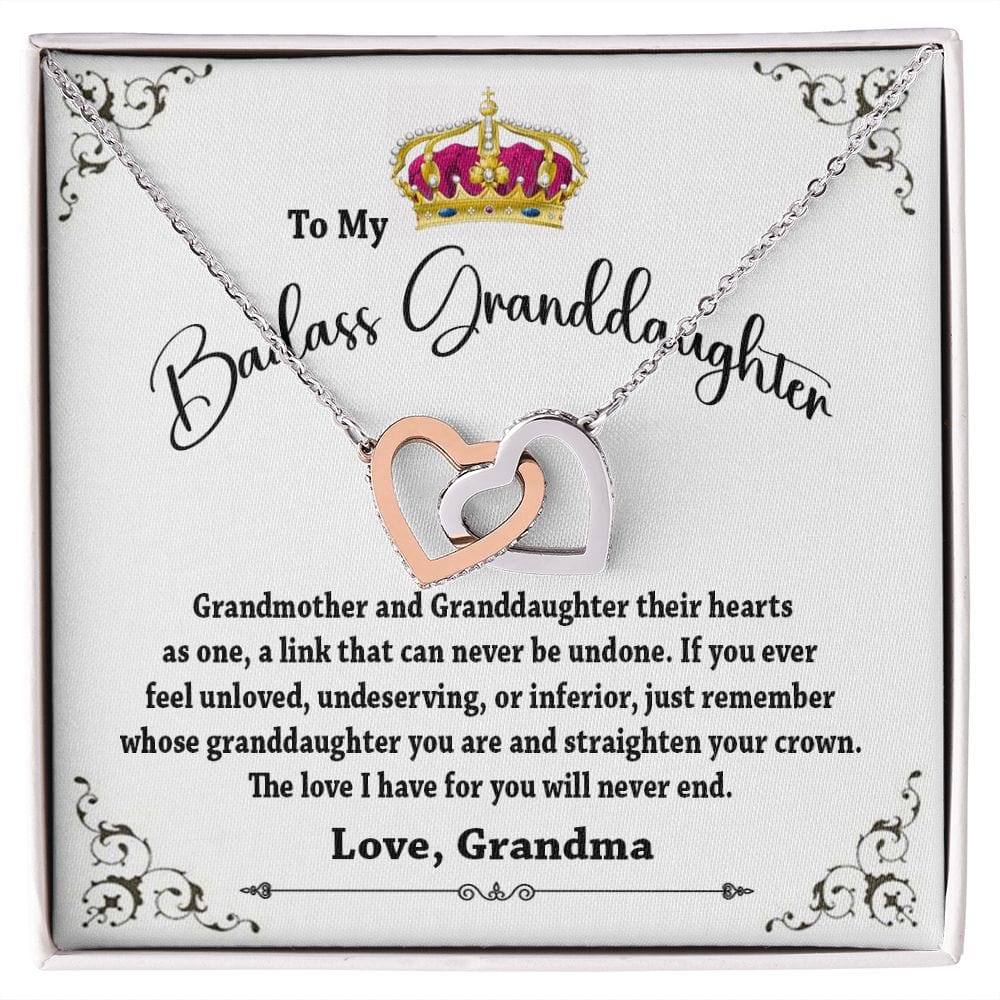 To My Badass Granddaughter Interlocking Hearts Necklace From Grandma