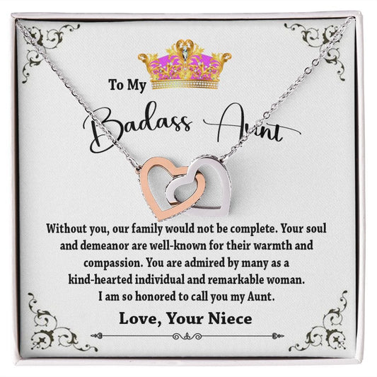 To My Badass Aunt Interlocking Hearts Gift Necklace / To My Aunt