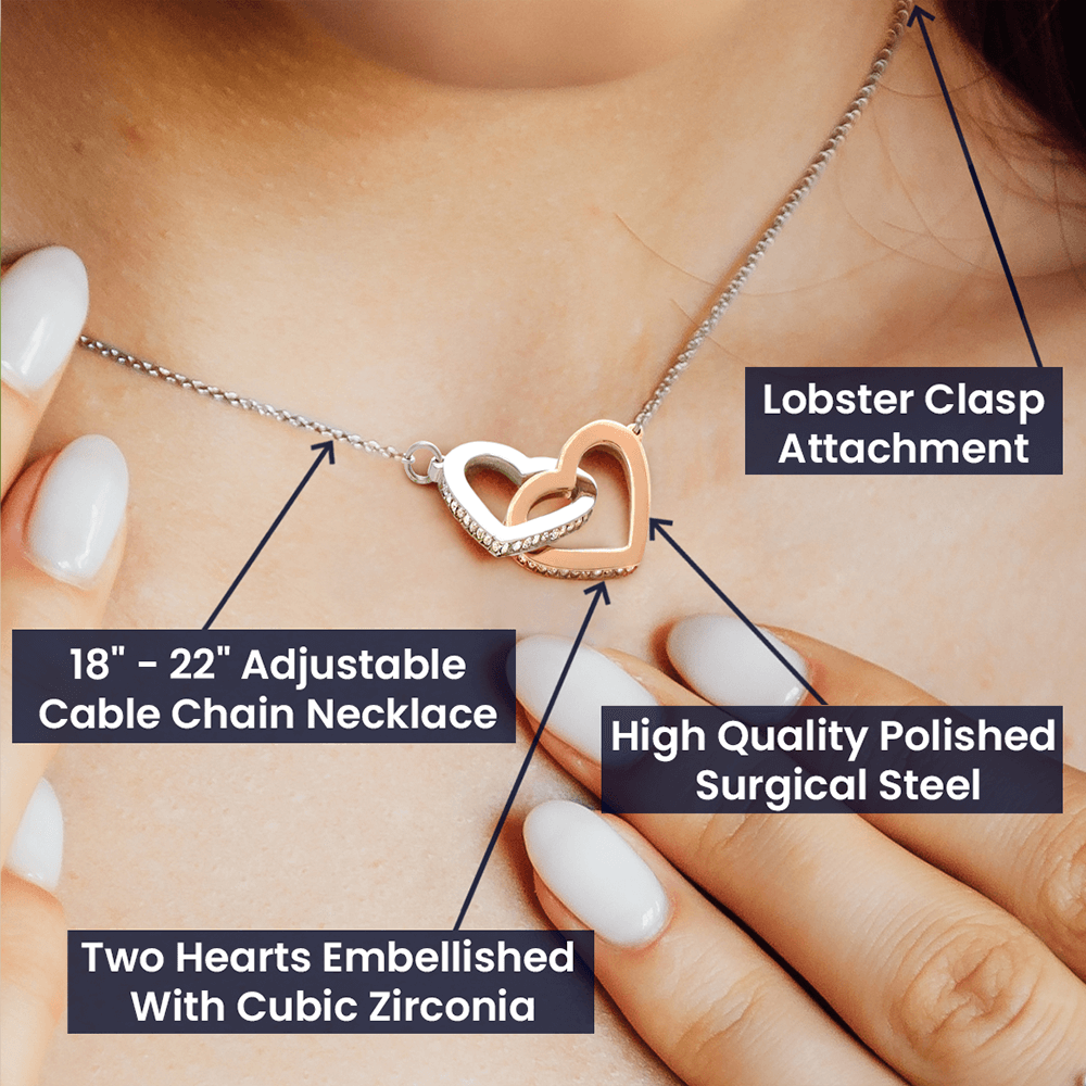 Daughter Gift Necklace from Dad, Interlocking Hearts Necklace with Message Card