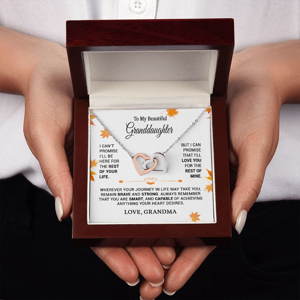 To My Granddaughter Gift Necklace from Grandma / Interlocking Hearts Necklace for Granddaughter