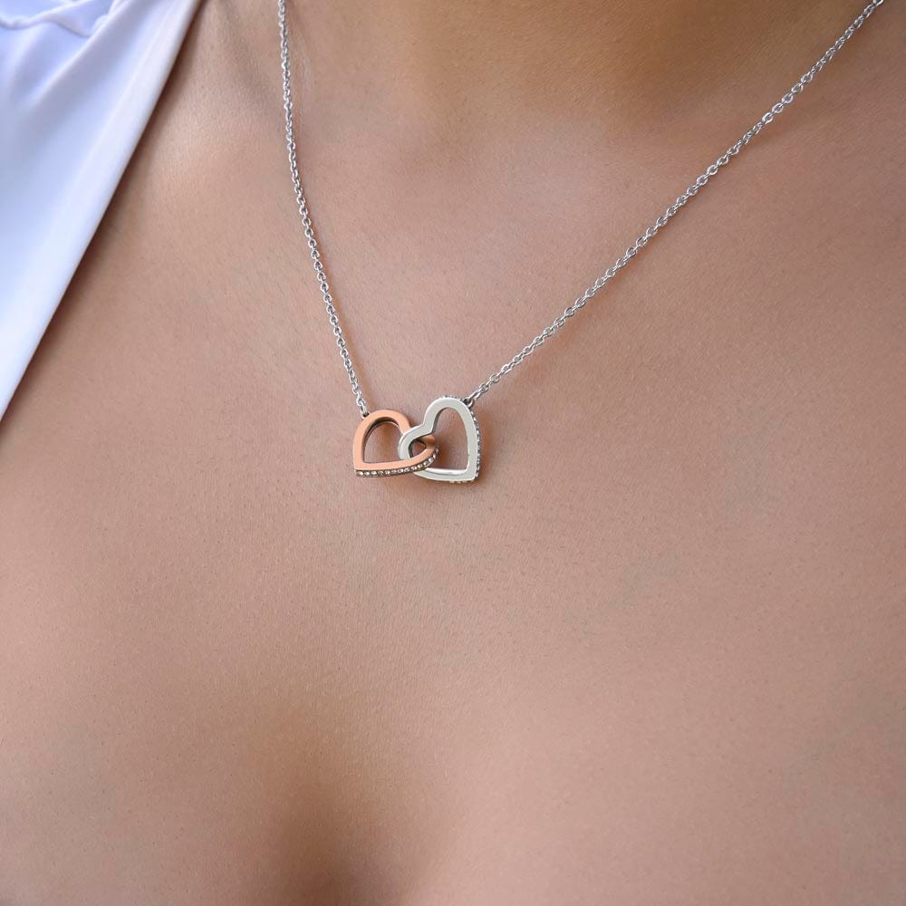 Daughter Gift Necklace from Dad, Interlocking Hearts Necklace with Message Card