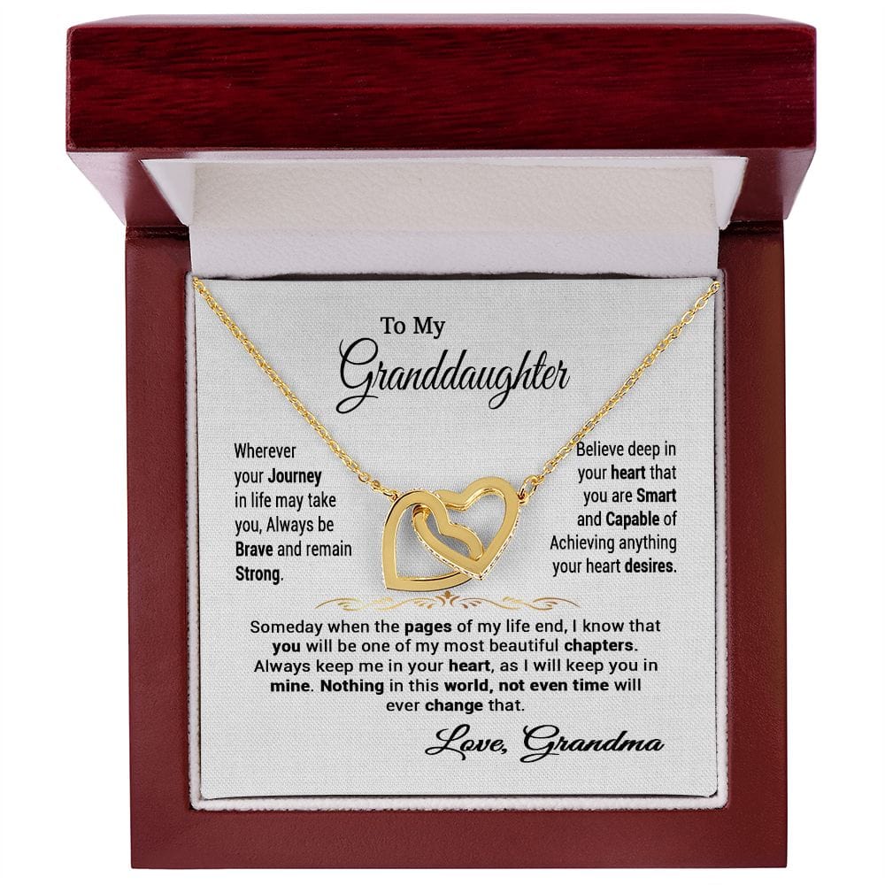 To My Granddaughter Gift Necklace from Grandma / Interlocking Hearts Necklace