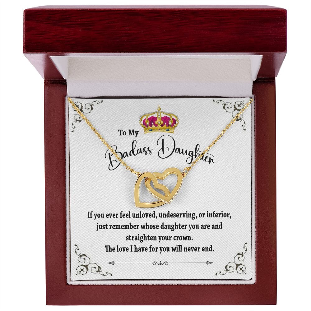 To My Badass Daughter Interlocking hearts Necklace / To My Daughter From Momand Dad Gift