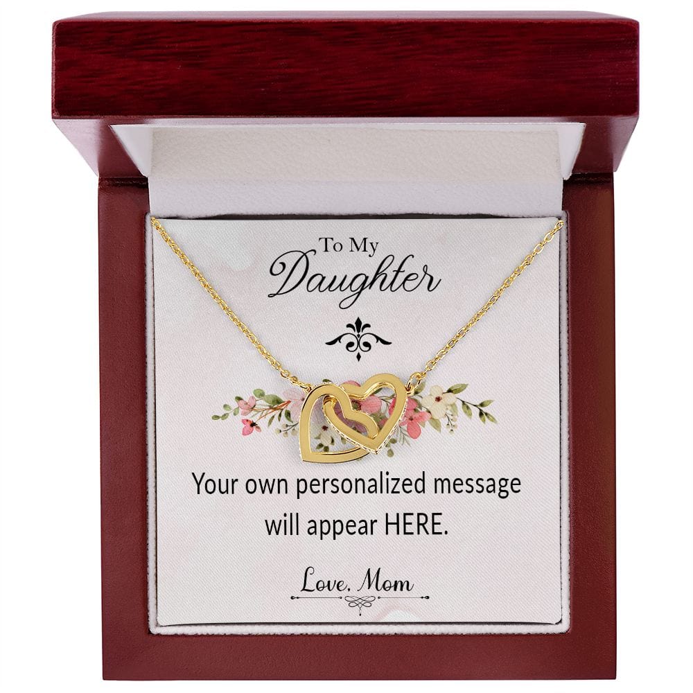Personalized Message Card with Interlocking Hearts Necklace for Daughter