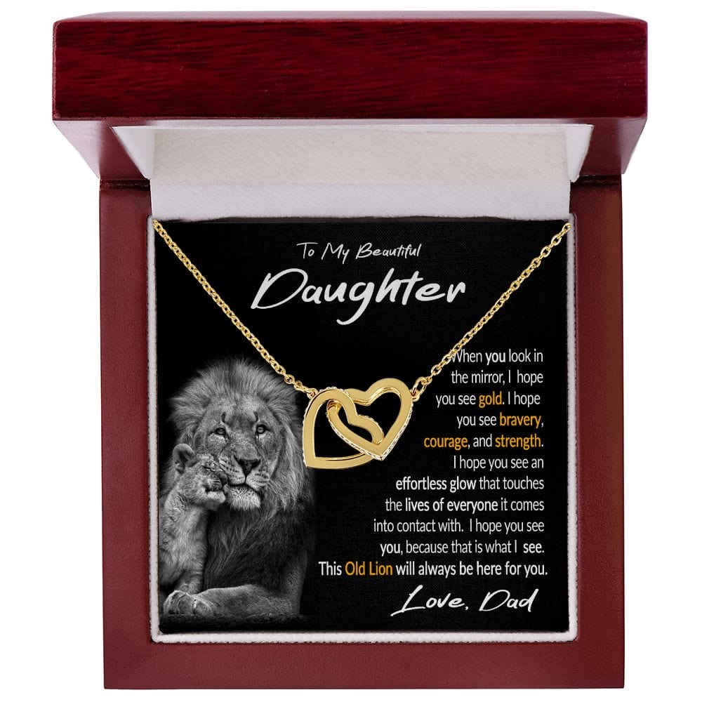 Daughter Gift Necklace from Dad, Interlocking Hearts Necklace with Message Card
