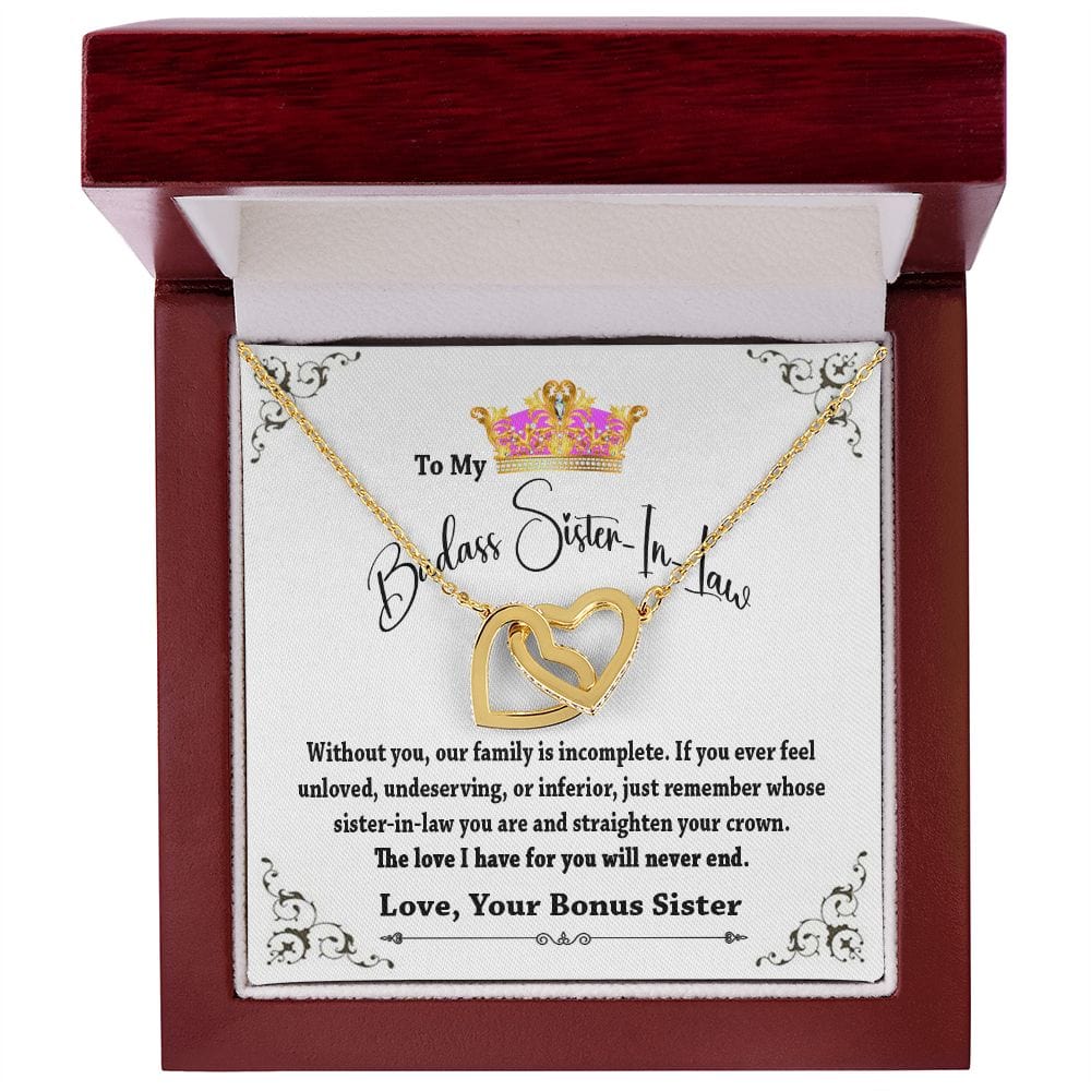 To My Badass Sister in Law Interlocking Hearts Necklace
