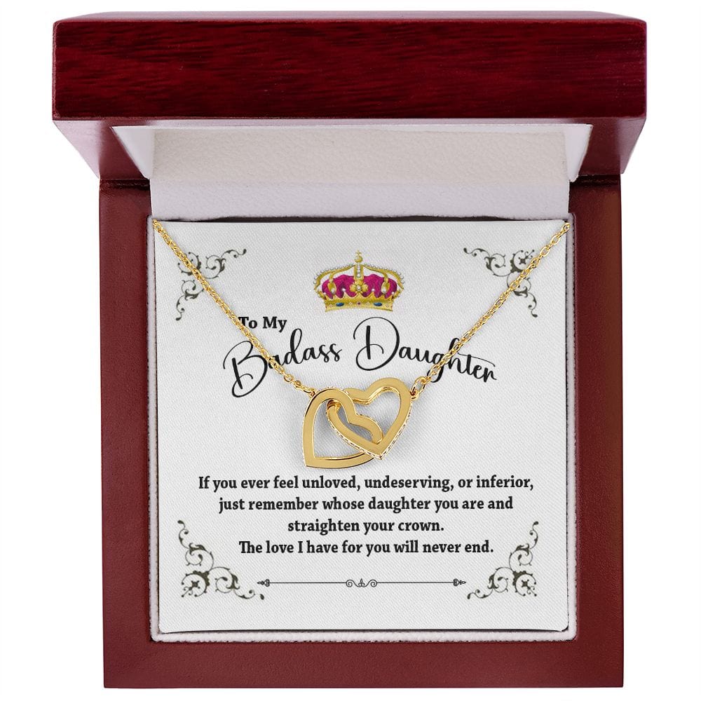 To My Badass Daughter Interlocking Hearts Necklace / To My Daughter From Parents Gift