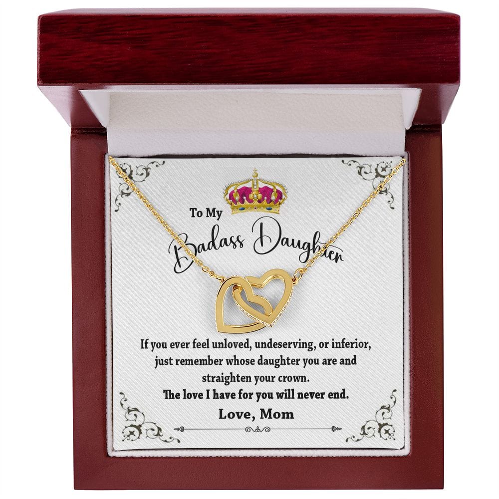 To My Badass Daughter Interlocking hearts Necklace / To My Daughter From Mom Gift