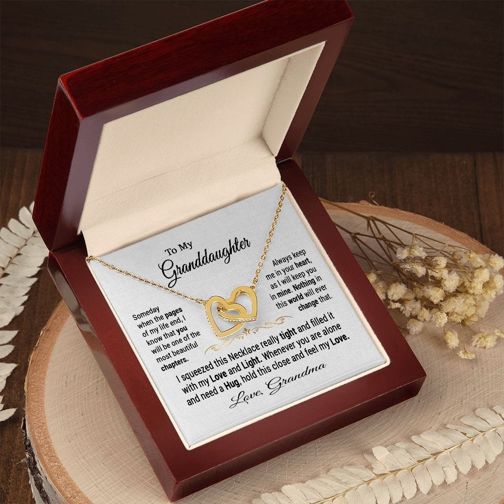 To My Granddaughter Gift Necklace from Grandma / Interlocking Hearts Necklace
