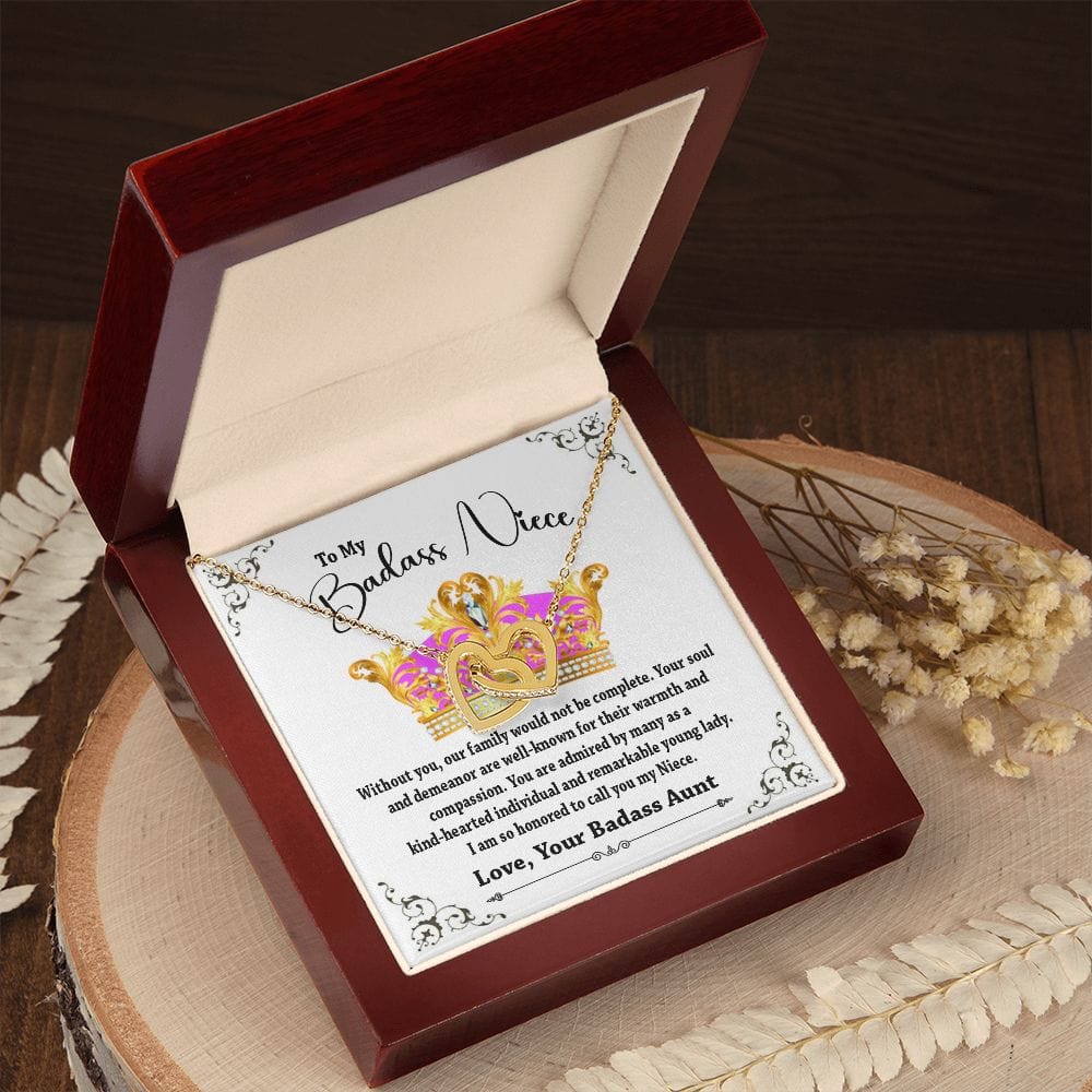 To My Badass Niece Interlocking Hearts Gift Necklace, To My Niece