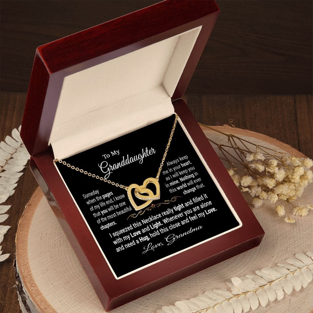 To My Granddaughter Gift Necklace from Grandma / Interlocking Hearts Necklace
