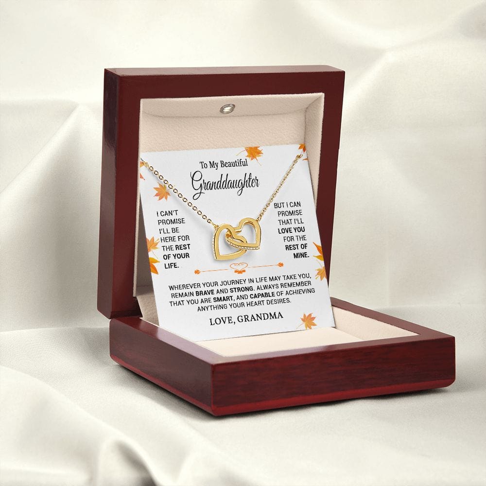 To My Granddaughter Gift Necklace from Grandma / Interlocking Hearts Necklace for Granddaughter