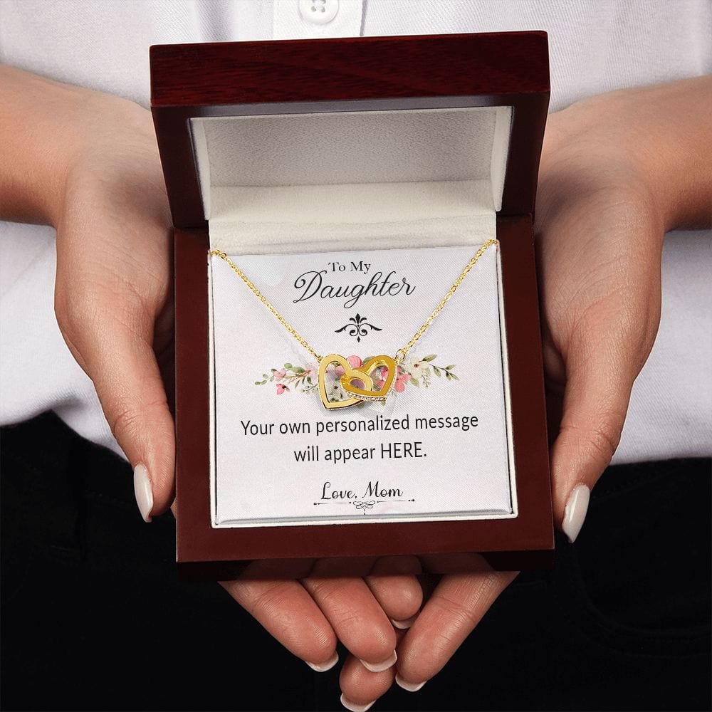 Personalized Message Card with Interlocking Hearts Necklace for Daughter
