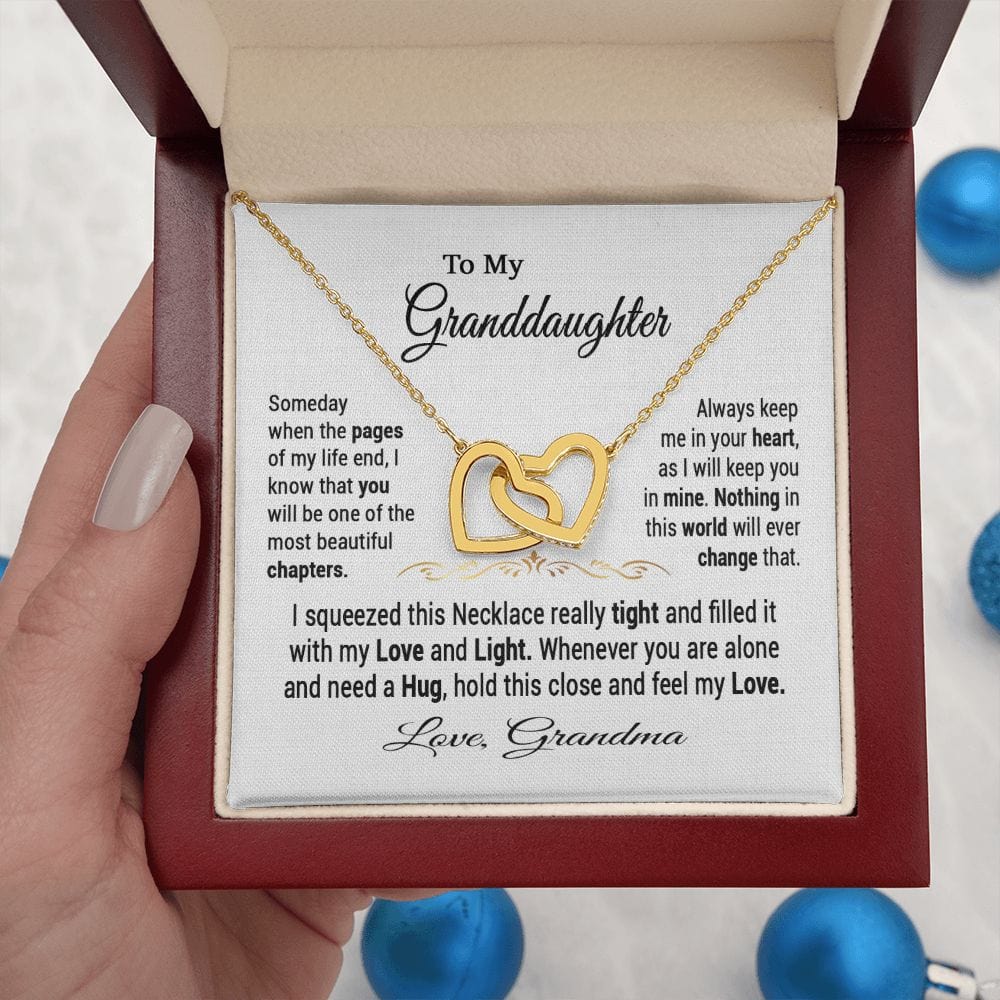 To My Granddaughter Gift Necklace from Grandma / Interlocking Hearts Necklace