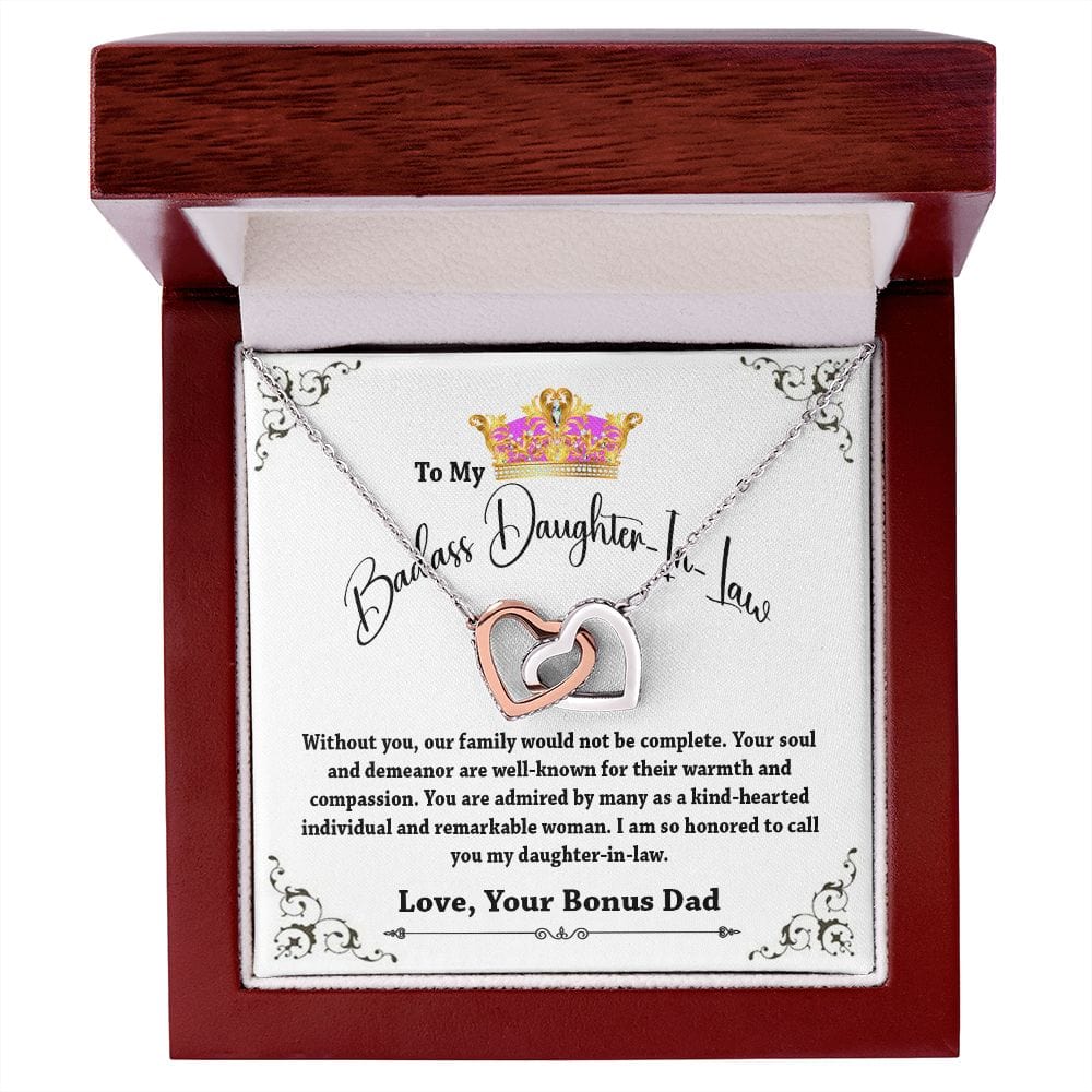 To My Badass Daughter In Law Interlocking Hearts Necklace from Father In Law