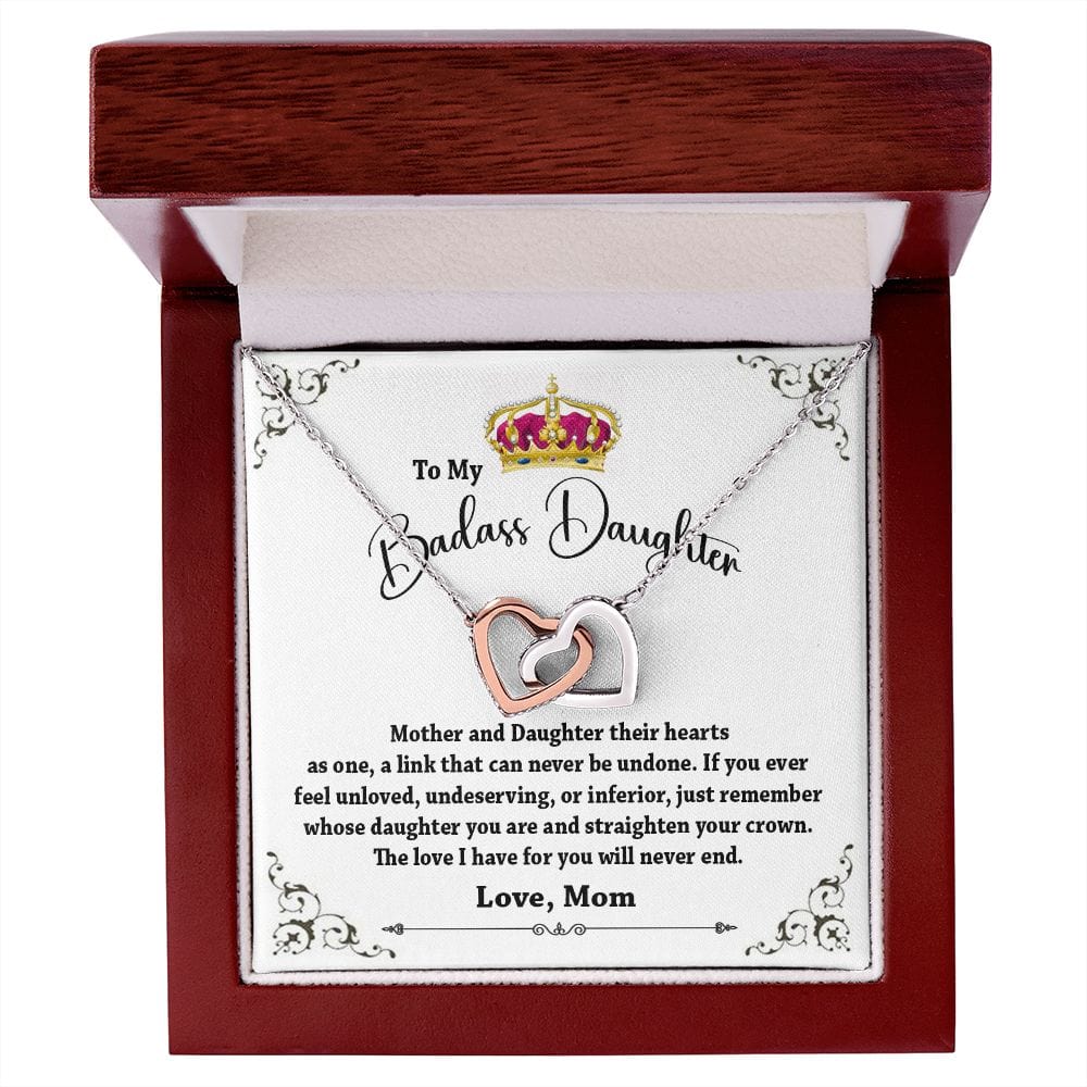 To My Badass Daughter Interlocking hearts Necklace / To My Daughter From Mom Gift