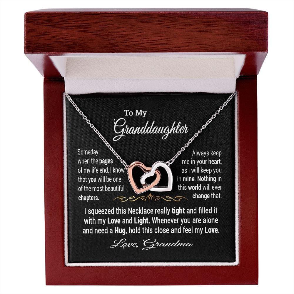 To My Granddaughter Gift Necklace from Grandma / Interlocking Hearts Necklace