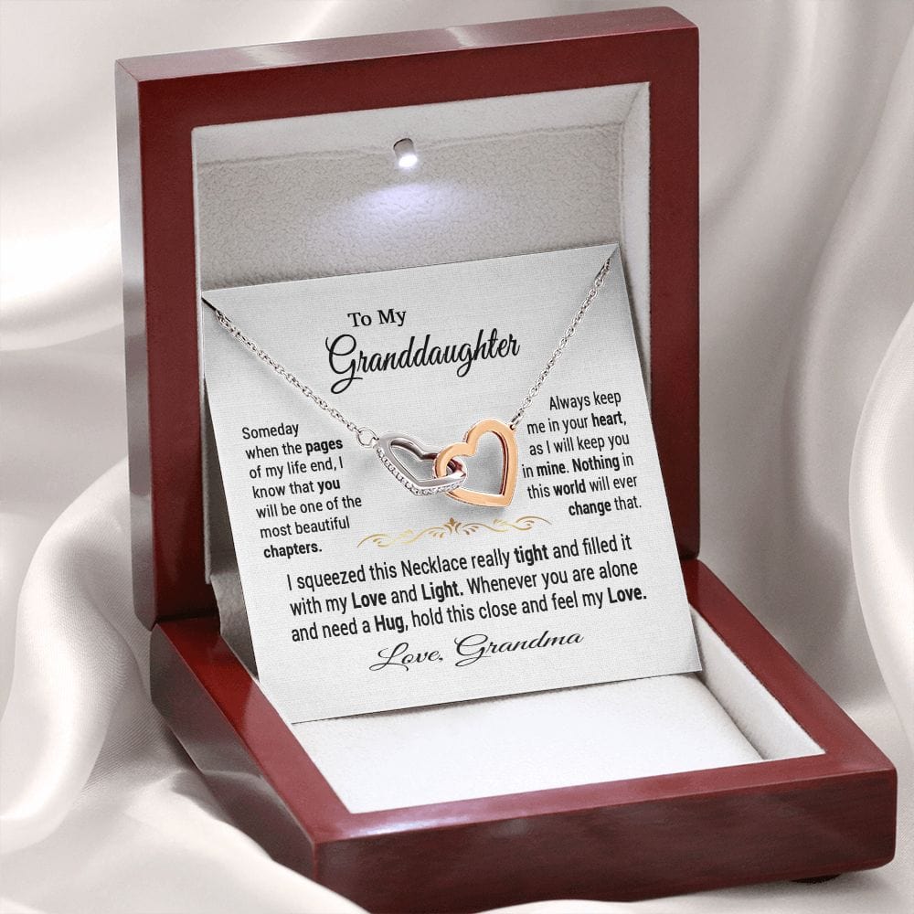 To My Granddaughter Gift Necklace from Grandma / Interlocking Hearts Necklace
