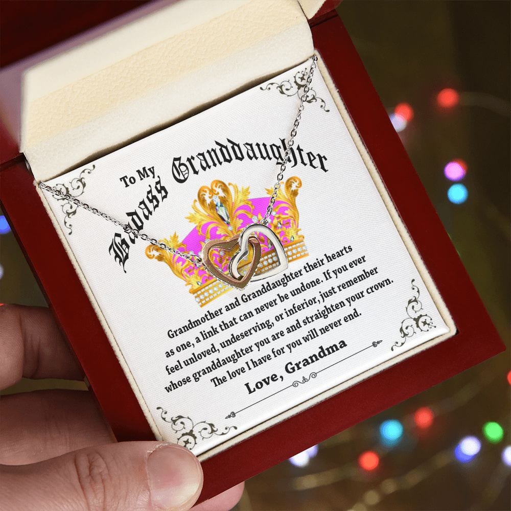 To My Badass Granddaughter Interlocking Hearts Necklace from Grandma