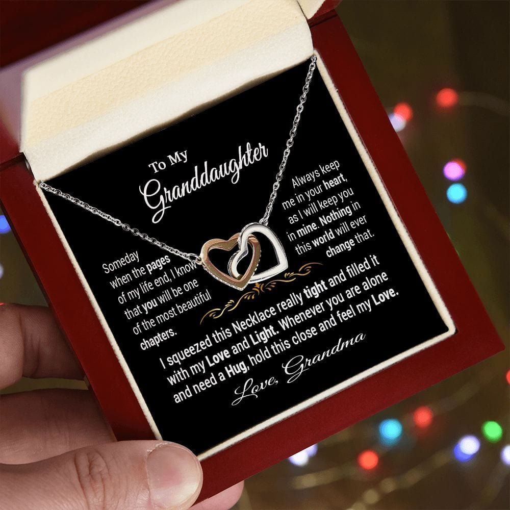 To My Granddaughter Gift Necklace from Grandma / Interlocking Hearts Necklace