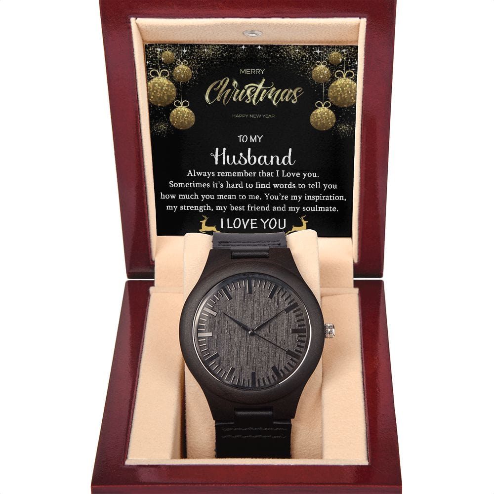 To My Husband Gift Watch with Christmas Message / Wooden Watch for Husband