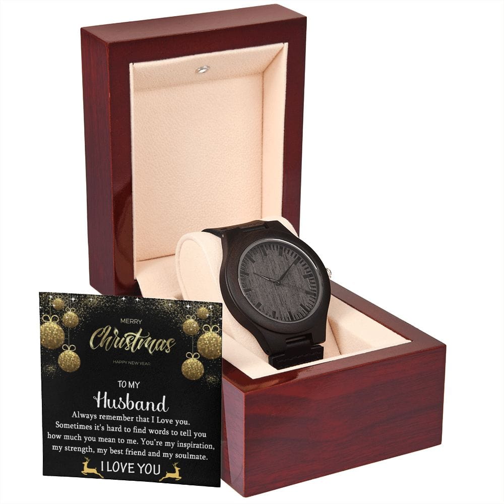 To My Husband Gift Watch with Christmas Message / Wooden Watch for Husband