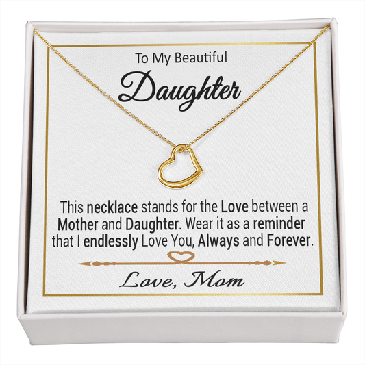 To My Beautiful Daughter Sterling Silver Necklace / To My Daughter Gift / Message Card Necklace to Daughter from Mom