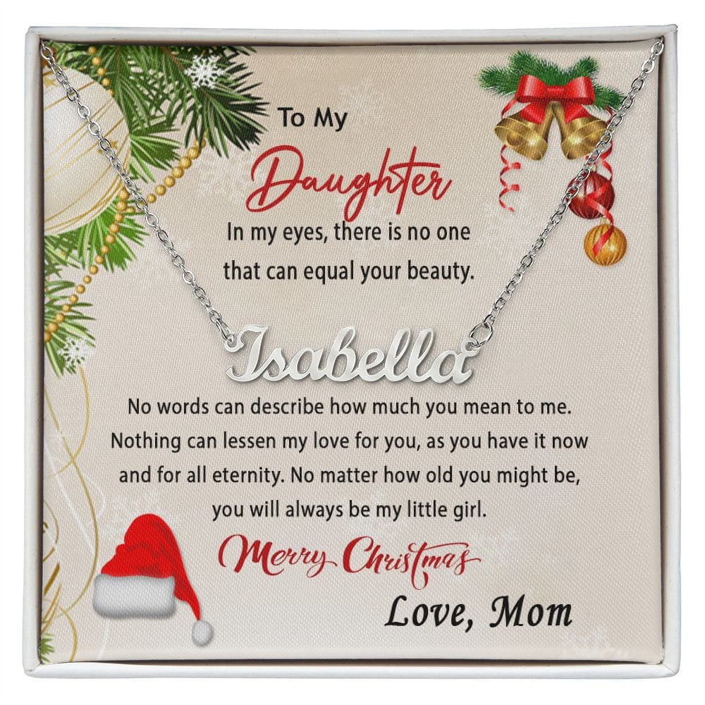 To My Daughter Custom Name Necklace from Mom / Christmas Message Card Name Necklace