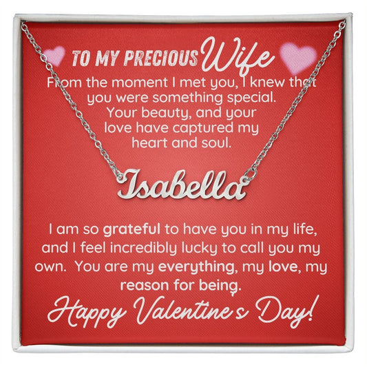 To My Precious Wife Name Necklace, Valentine's Day Gift Necklace for Wife