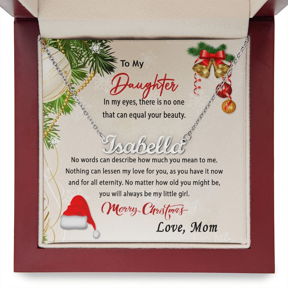 To My Daughter Custom Name Necklace from Mom / Christmas Message Card Name Necklace