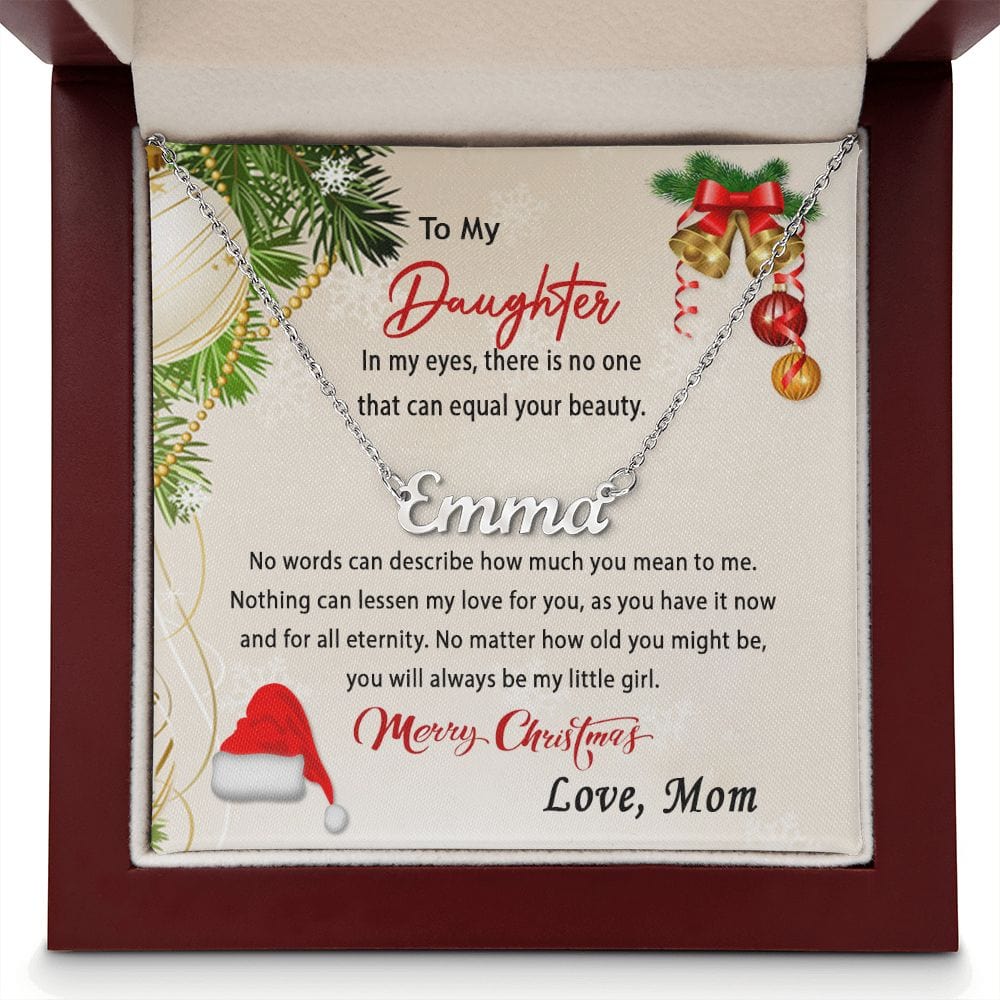 To My Daughter Custom Name Necklace from Mom / Christmas Message Card Name Necklace