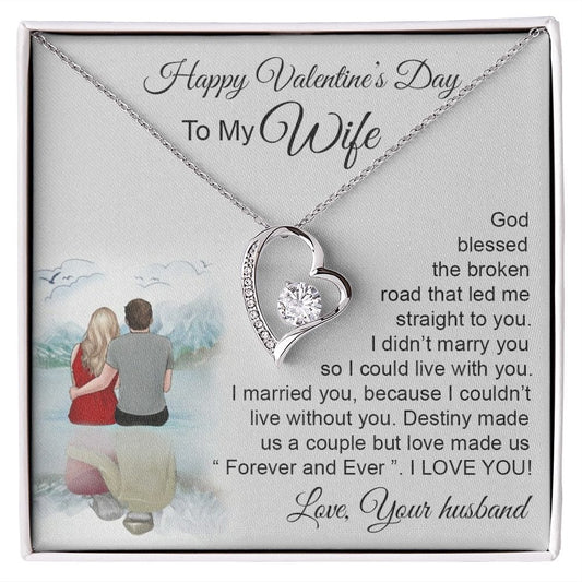 Valentine's Day Gift Necklace For My Wife, To My Wife Message Card Necklace
