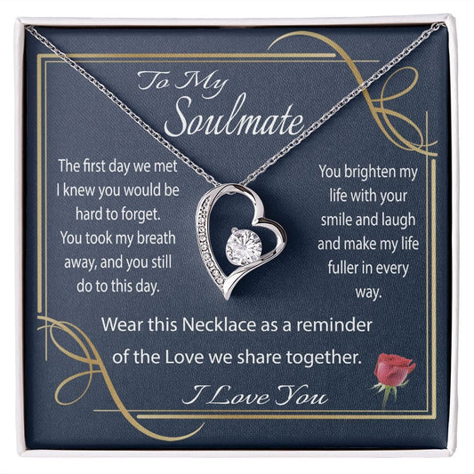 To My Soulmate Gift Necklace, Forever Love Heart Necklace for Soulmate