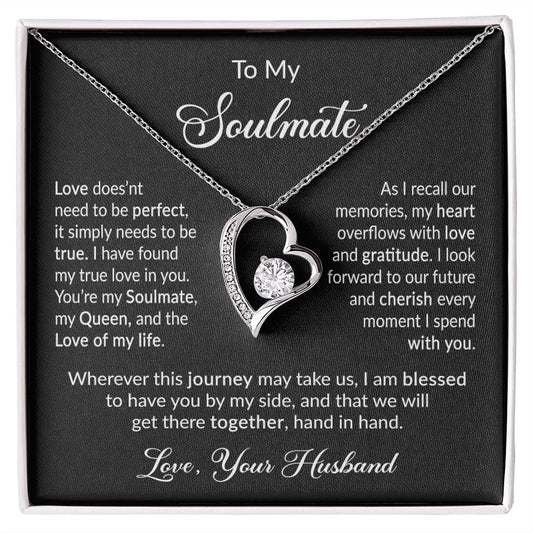 To My Soulmate gift Necklace, Forever Love Pendant Necklace with Heartfelt Message Card
