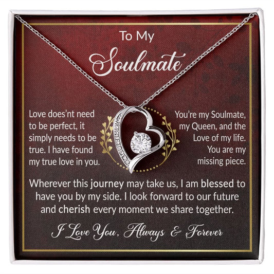 To My Soulmate Gift Necklace with Message Card, Forever Love Pendant Necklace
