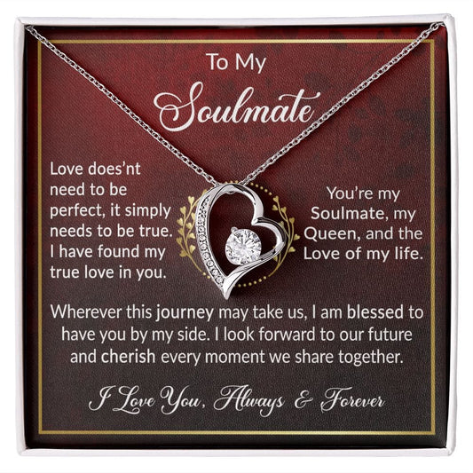 To My Soulmate Gift Necklace, Forever Love Pendant Necklace with Loving Message Card