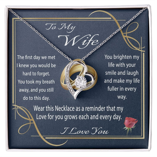 To My Wife Gift Necklace from Husband, Forever Love Necklace with Message Card