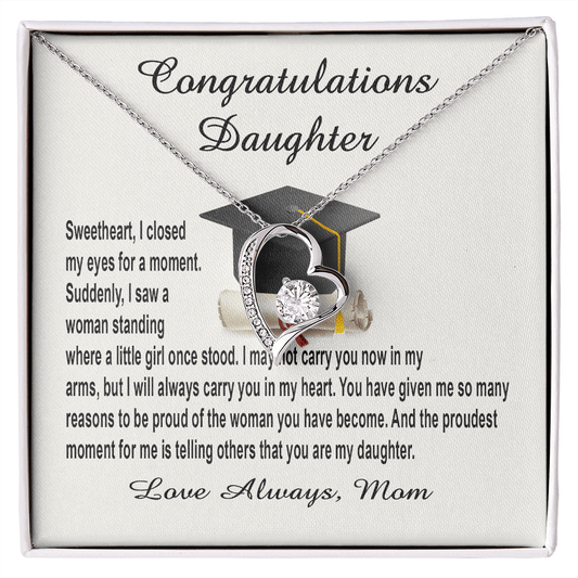 Class Of 2023 Gift Necklace For Daughter, Graduation Gift to Daughter from Mom, Forever Love Necklace with Message Card for Daughter, High School Graduation, College Graduation Gift for Her
