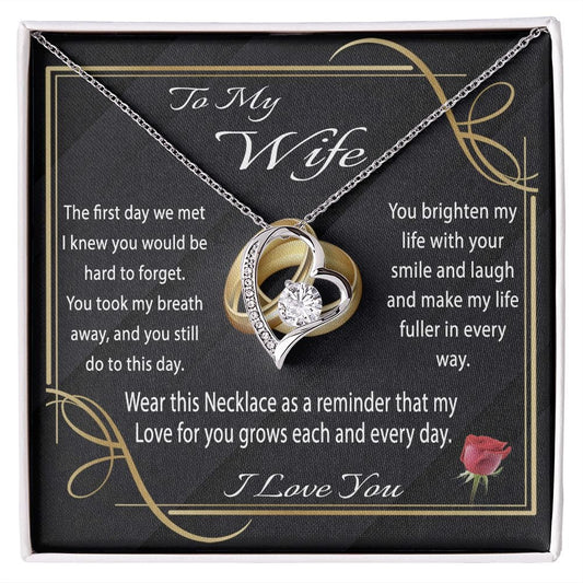 To My Wife Gift Necklace from Husband, Forever Love Necklace with Beautiful Message Card