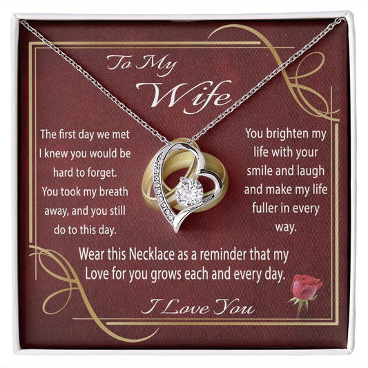 To My Wife Gift Necklace From Husband, Forever Love Necklace with Loving Message Card