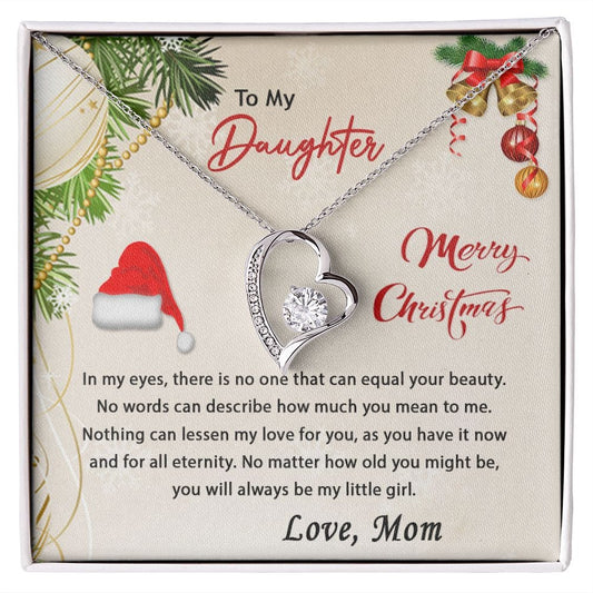 To My Daughter Christmas Message Card with Forever Love Necklace from Mom