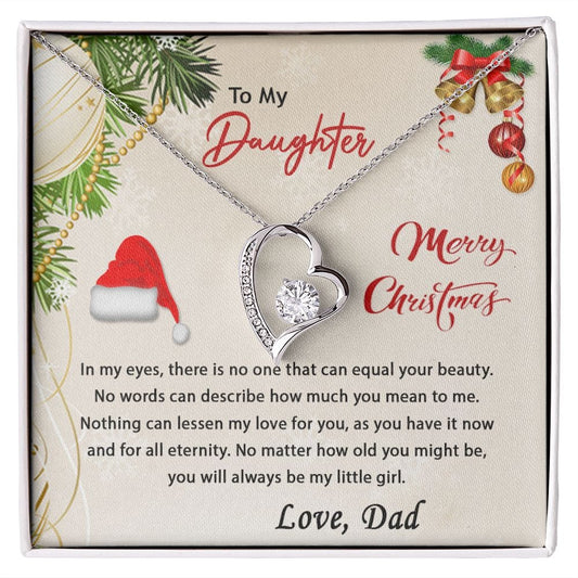 To My Daughter Christmas Message Card with Forever Love Necklace from Dad