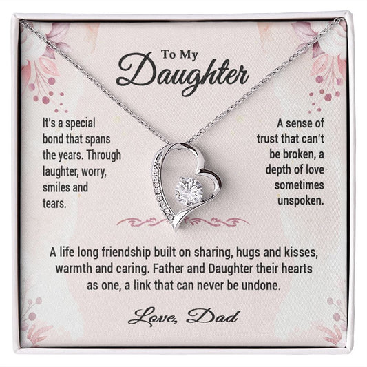 To My Daughter Gift Necklace from Dad / Forever Love Heart Pendant Necklace for Daughter