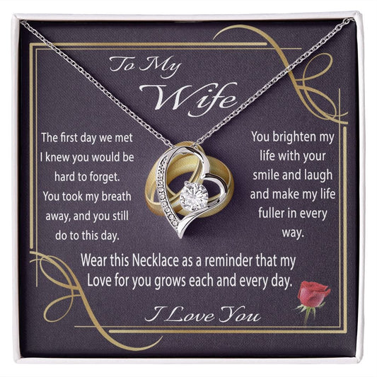 To My Wife Gift Necklace from Husband, Forever Love Necklace with Message Card