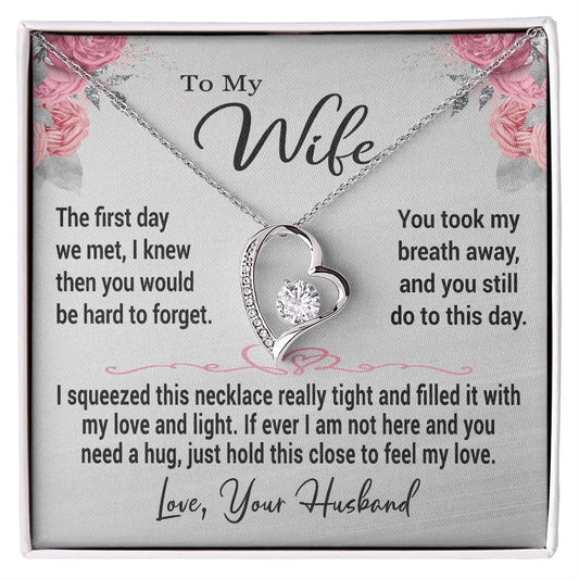 To My Wife Gift Necklace, Forever Love Pendant Necklace with Message Card
